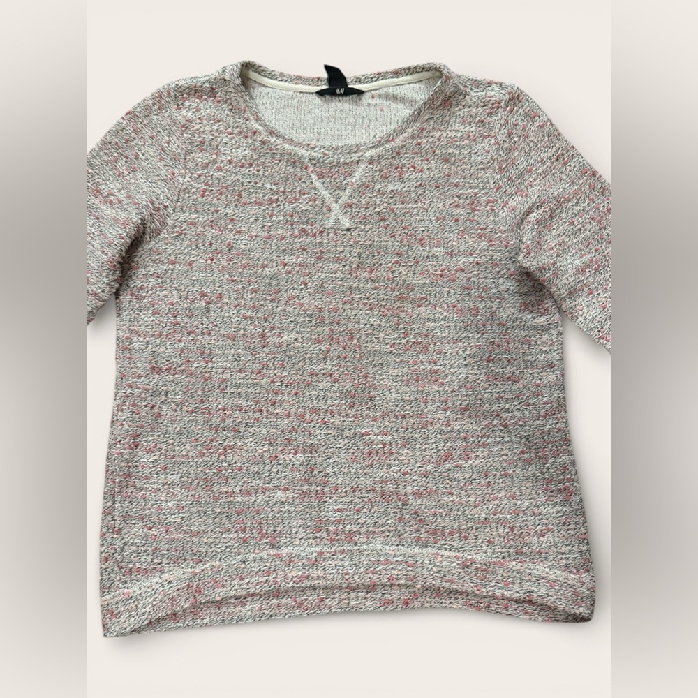 H&M Gray Pink Speckled Knit Sweater Size S